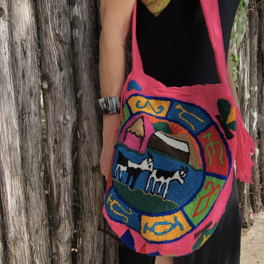 Zodiac Colombian Wayuu Bucket Bag Gemini Taurus - Picture 1 of 8